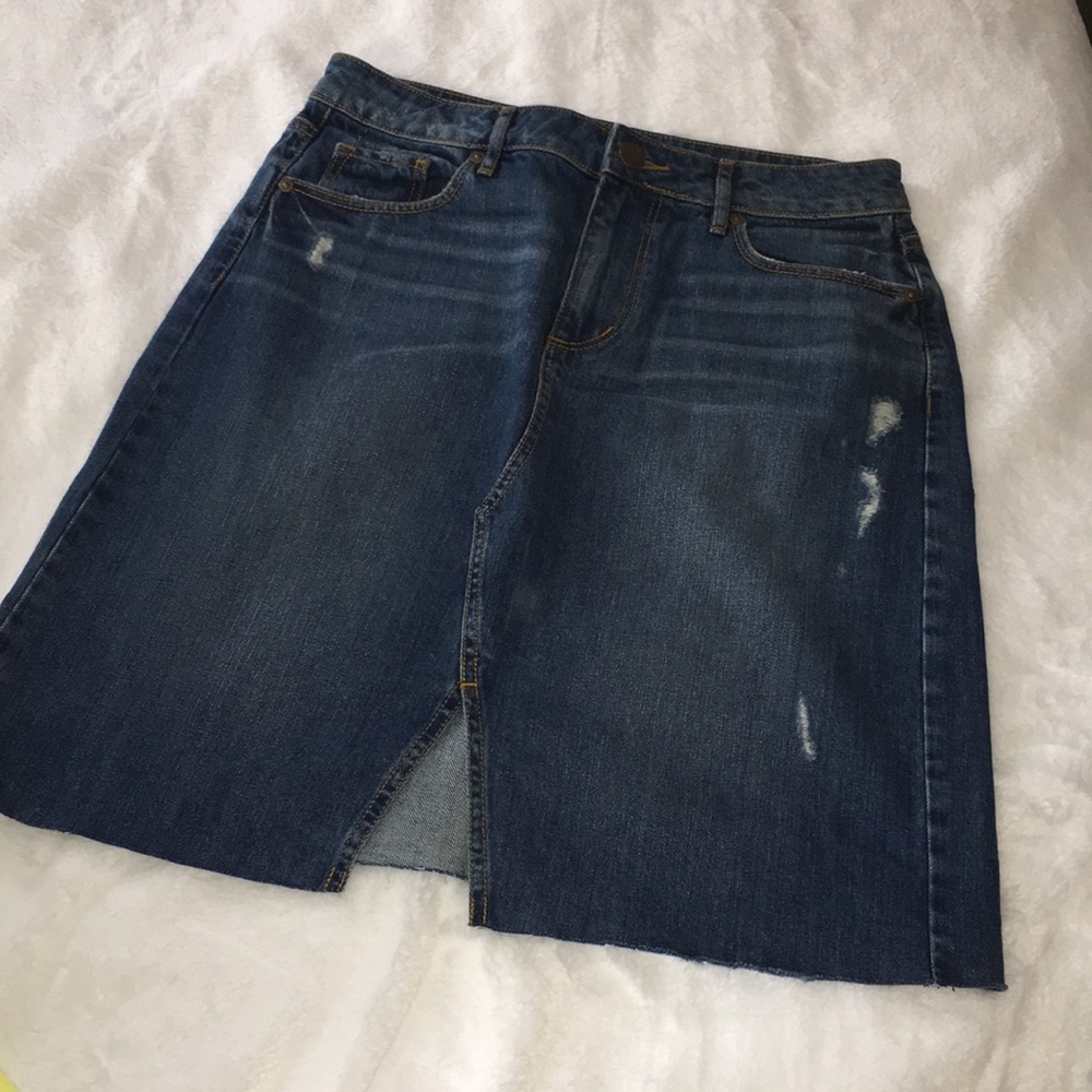 Loft Mid Length Jean Pencil Skirt